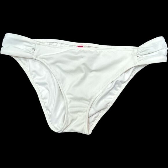 VICTORIA’S SECRET White Double Strap Front Bikin Bottom Size Large - Picture 1 of 1